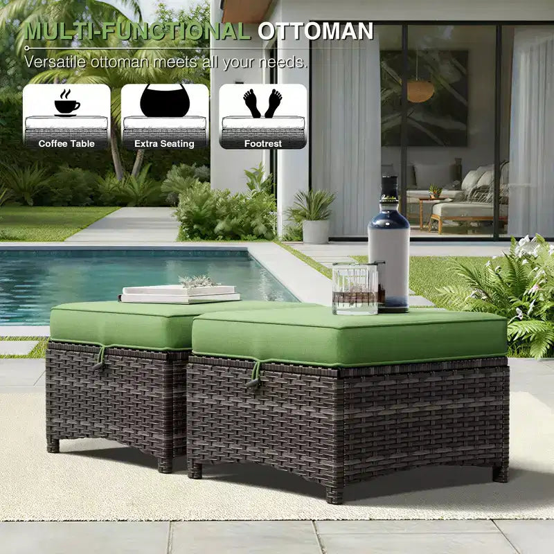UPTIOT Premium 2-Seat Outdoor Sofa Set with Swivel Chairs & Multi-Functional Ottomans