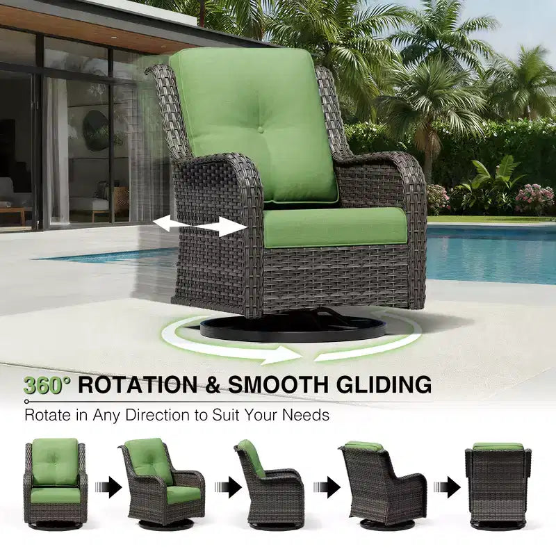 UPTIOT Premium 2-Seat Outdoor Sofa Set with Swivel Chairs & Multi-Functional Ottomans