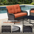 UPTIOT Premium 2-Seat Outdoor Sofa Set with Swivel Chairs & Multi-Functional Ottomans
