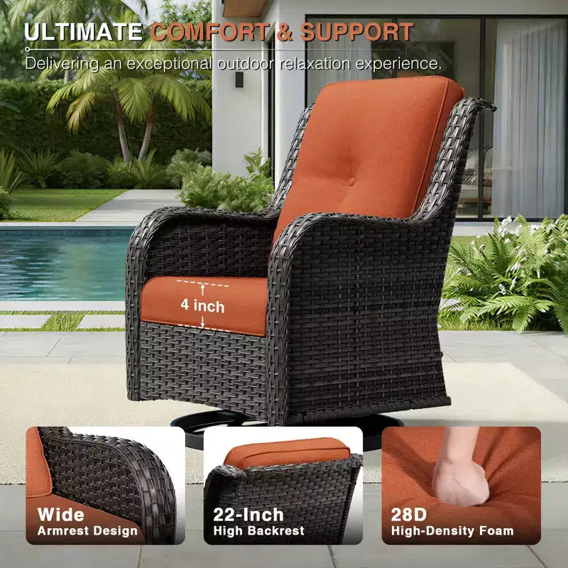 UPTIOT Premium 2-Seat Outdoor Sofa Set with Swivel Chairs & Multi-Functional Ottomans