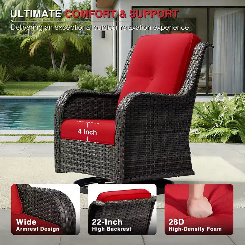 UPTIOT Premium 2-Seat Outdoor Sofa Set with Swivel Chairs & Multi-Functional Ottomans