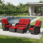UPTIOT Premium 2-Seat Outdoor Sofa Set with Swivel Chairs & Multi-Functional Ottomans