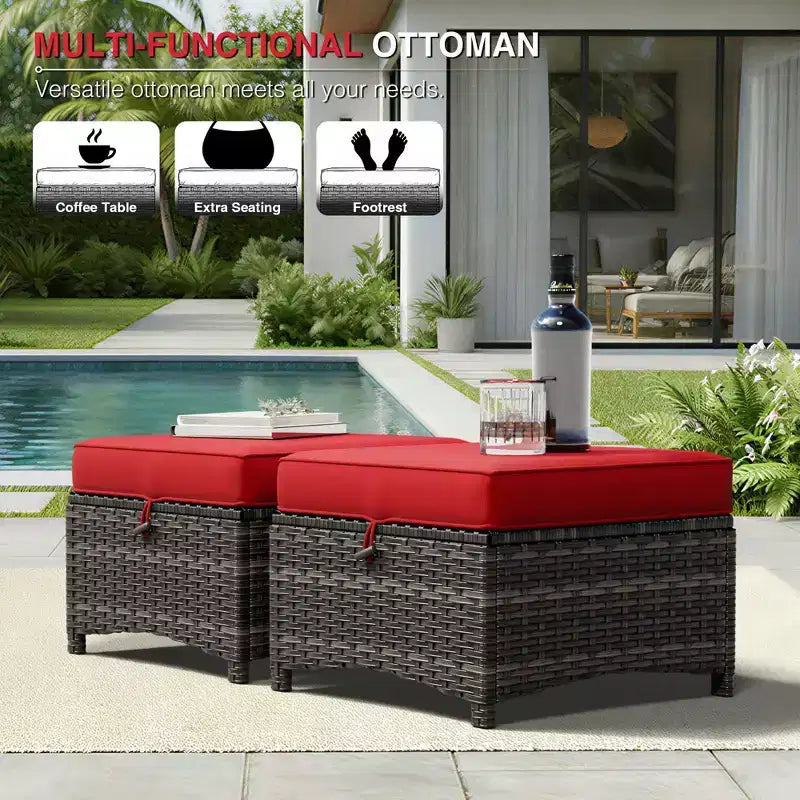 UPTIOT Premium 2-Seat Outdoor Sofa Set with Swivel Chairs & Multi-Functional Ottomans