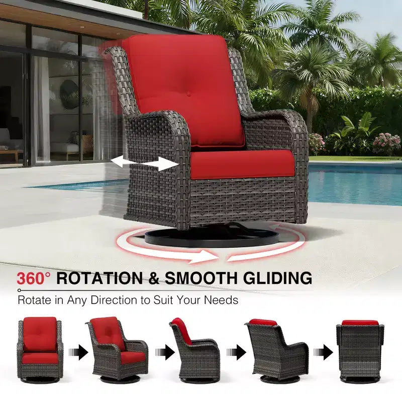 UPTIOT Premium 2-Seat Outdoor Sofa Set with Swivel Chairs & Multi-Functional Ottomans