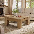 Table basse carrée Lantine de 39 pouces, tables de salon en bois style ferme avec pieds robustes, table d'appoint, montage facile,