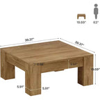 Table basse carrée Lantine de 39 pouces, tables de salon en bois style ferme avec pieds robustes, table d'appoint, montage facile,
