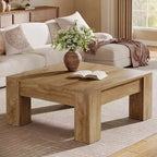 Table basse carrée Lantine de 39 pouces, tables de salon en bois style ferme avec pieds robustes, table d'appoint, montage facile,