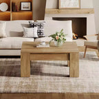Table basse carrée Lantine de 39 pouces, tables de salon en bois style ferme avec pieds robustes, table d'appoint, montage facile,