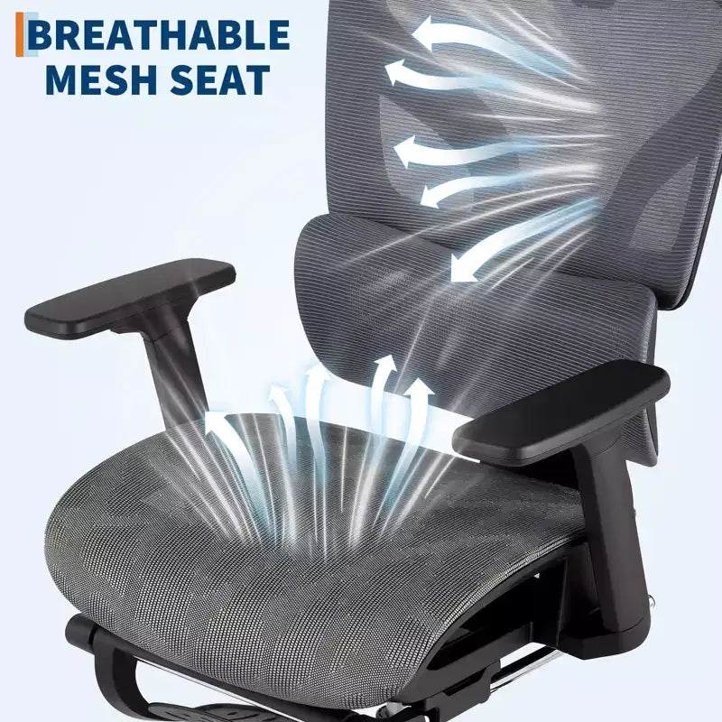 3Rd Gen Ergonomic High Back Mesh Office Chair with Footrest, 4d Adjustable Armrests & Dynamic Lumbar Support for Home Office