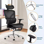 3Rd Gen Ergonomic High Back Mesh Office Chair with Footrest, 4d Adjustable Armrests & Dynamic Lumbar Support for Home Office