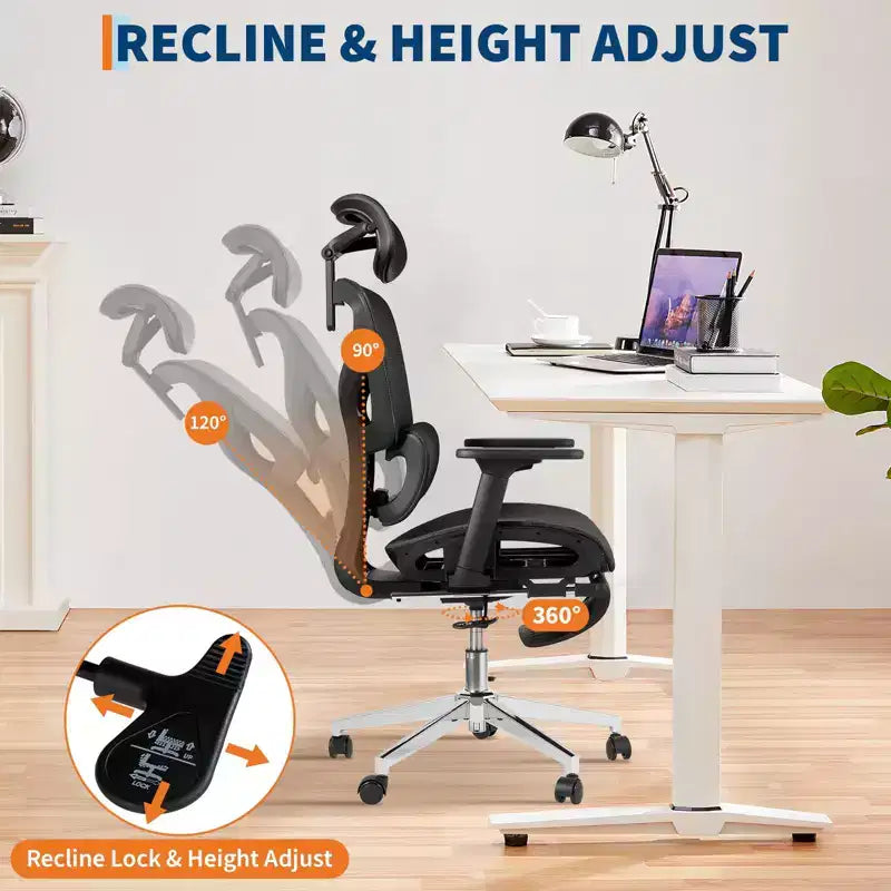 3Rd Gen Ergonomic High Back Mesh Office Chair with Footrest, 4d Adjustable Armrests & Dynamic Lumbar Support for Home Office