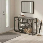 Table console CuisinSmart 55 en métal en forme de O, table d'entrée industrielle étroite avec rangement, table de canapé rustique pour salon, couloir, foyer