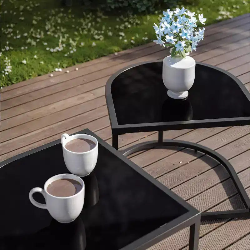 ALAULM 5PCS Outdoor Patio Sofa Set w/Modular Coffee Table, Waterproof Removable 6 Cushions, All-Weather Use, for Lawn, Garden, backyard, Navy Blue