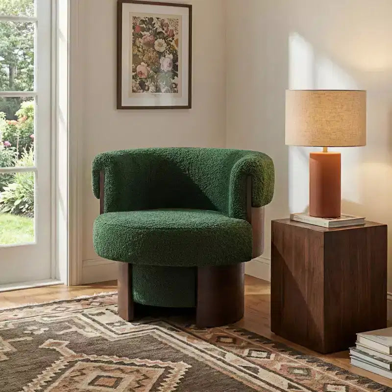 Fauteuil pivotant à 360°, fauteuil baril, fauteuil simple, fauteuil de club rembourré, fauteuil de salon - ModernLuxe