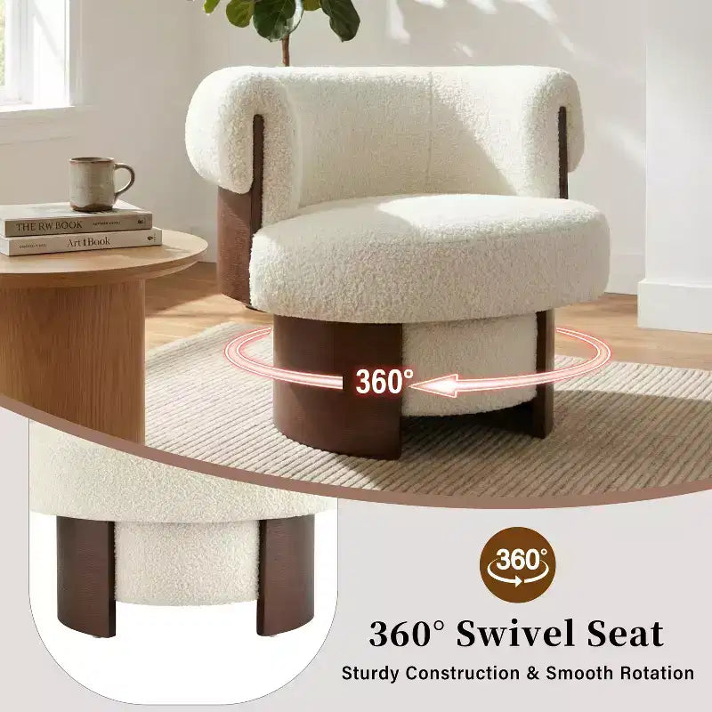 Fauteuil pivotant à 360°, fauteuil baril, fauteuil simple, fauteuil de club rembourré, fauteuil de salon - ModernLuxe