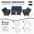 Ensemble canapé et fauteuil en osier oléfine tout temps UPTIOT avec poufs multifonctionnels