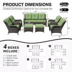 Ensemble canapé et fauteuil en osier oléfine tout temps UPTIOT avec poufs multifonctionnels