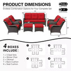 Ensemble canapé et fauteuil en osier oléfine tout temps UPTIOT avec poufs multifonctionnels