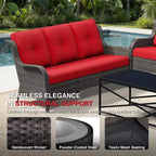 Ensemble canapé et fauteuil en osier oléfine tout temps UPTIOT avec poufs multifonctionnels