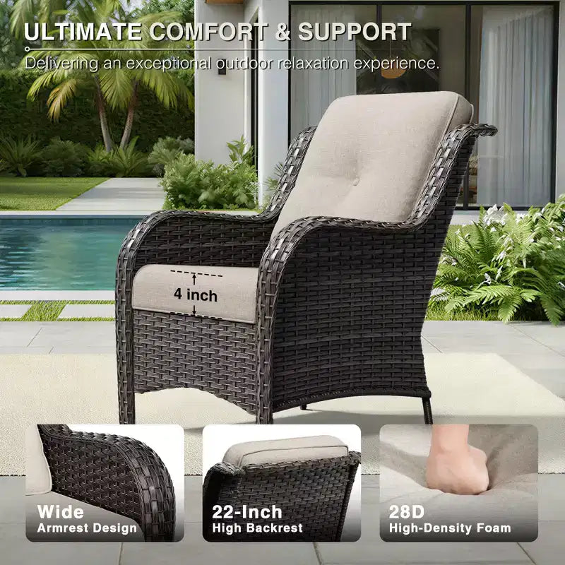 Ensemble canapé et fauteuil en osier oléfine tout temps UPTIOT avec poufs multifonctionnels