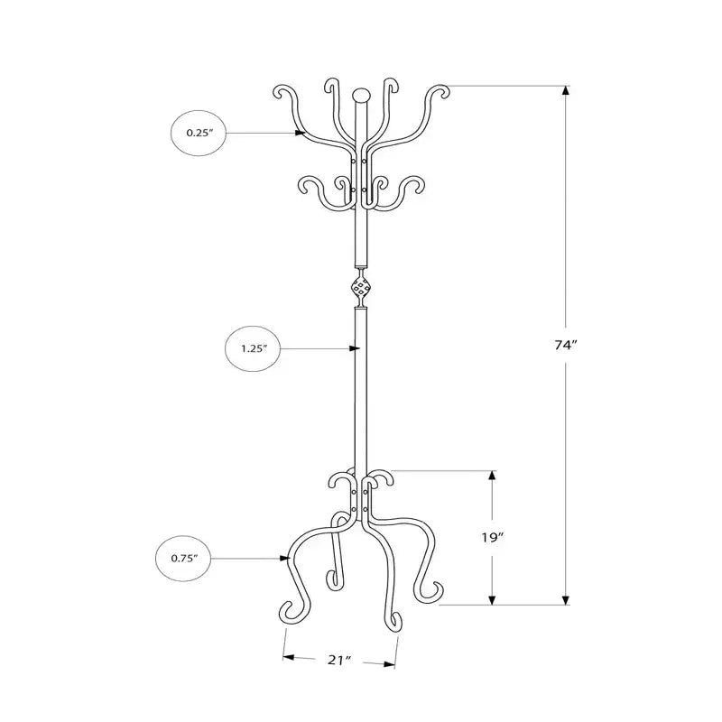 Clihome 74 Metal Freestanding Coat Rack 8 Hooks Hall Tree Entryway Bedroom