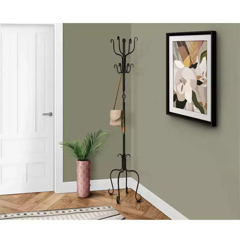 Clihome 74 Metal Freestanding Coat Rack 8 Hooks Hall Tree Entryway Bedroom