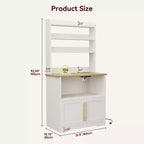 GustoWave 63'' Tall Microwave Stand Bakers Rack Cabinet, Farmhouse Bakers Rack with Power Outlet,Thickened Counter
