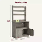 GustoWave 63'' Tall Microwave Stand Bakers Rack Cabinet, Farmhouse Bakers Rack with Power Outlet,Thickened Counter