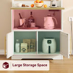 GustoWave 63'' Tall Microwave Stand Bakers Rack Cabinet, Farmhouse Bakers Rack with Power Outlet,Thickened Counter