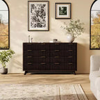 Dresser, 54 Wide Fluted 8 Drawer Modern Wood Chest of Drawers, Closet Storage Organizer & TV Stand