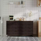 Dresser, 54 Wide Fluted 8 Drawer Modern Wood Chest of Drawers, Closet Storage Organizer & TV Stand