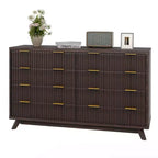 Dresser, 54 Wide Fluted 8 Drawer Modern Wood Chest of Drawers, Closet Storage Organizer & TV Stand