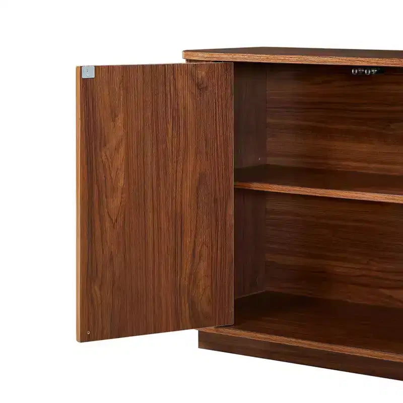 JVNOXK Sideboard Storage Cabinet TV Stand with wave pattern Buffet Cabinet Wooden Vertical Striped Cabinet for Entryway. Walnut