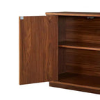 JVNOXK Sideboard Storage Cabinet TV Stand with wave pattern Buffet Cabinet Wooden Vertical Striped Cabinet for Entryway. Walnut