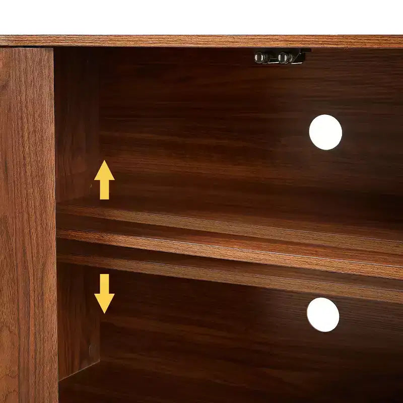 JVNOXK Sideboard Storage Cabinet TV Stand with wave pattern Buffet Cabinet Wooden Vertical Striped Cabinet for Entryway. Walnut