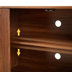 JVNOXK Sideboard Storage Cabinet TV Stand with wave pattern Buffet Cabinet Wooden Vertical Striped Cabinet for Entryway. Walnut