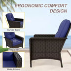 EAGLE PEAK 4 Piece Outdoor Furniture Set, Patio PE Wicker Couch and 2 Chairs with Coffee Table, Rattan Conversation Set