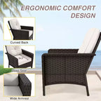 EAGLE PEAK 4 Piece Outdoor Furniture Set, Patio PE Wicker Couch and 2 Chairs with Coffee Table, Rattan Conversation Set