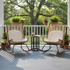 Christopher Knight Home Gaspard - Ensemble de salon de jardin moderne en métal avec fauteuils à bascule et plateau de table en céramique