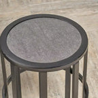 Christopher Knight Home Gaspard - Ensemble de salon de jardin moderne en métal avec fauteuils à bascule et plateau de table en céramique
