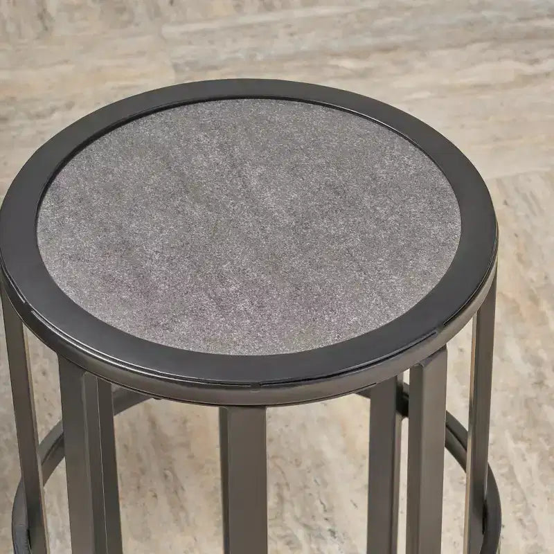 Christopher Knight Home Gaspard - Ensemble de salon de jardin moderne en métal avec fauteuils à bascule et plateau de table en céramique