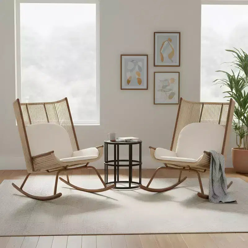 Christopher Knight Home Christine Modern Metal Patio Seating Set with Rocking Chairs and Ceramic Tabletop