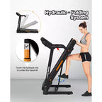 Redliro 3-Level Incline Folding Treadmill for Home, Running Machine with Bluetooth Speakers, Compact Treadmill with 330lbs Capacity