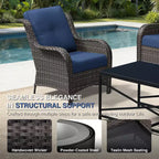 UPTIOT Outdoor 2-Piece Wicker Chair Set with Fire Pit Table and All-Weather Cushions