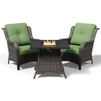 UPTIOT Outdoor 2-Piece Wicker Chair Set with Fire Pit Table and All-Weather Cushions