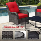 UPTIOT Outdoor 2-Piece Wicker Chair Set with Fire Pit Table and All-Weather Cushions