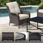 UPTIOT Outdoor 2-Piece Wicker Chair Set with Fire Pit Table and All-Weather Cushions
