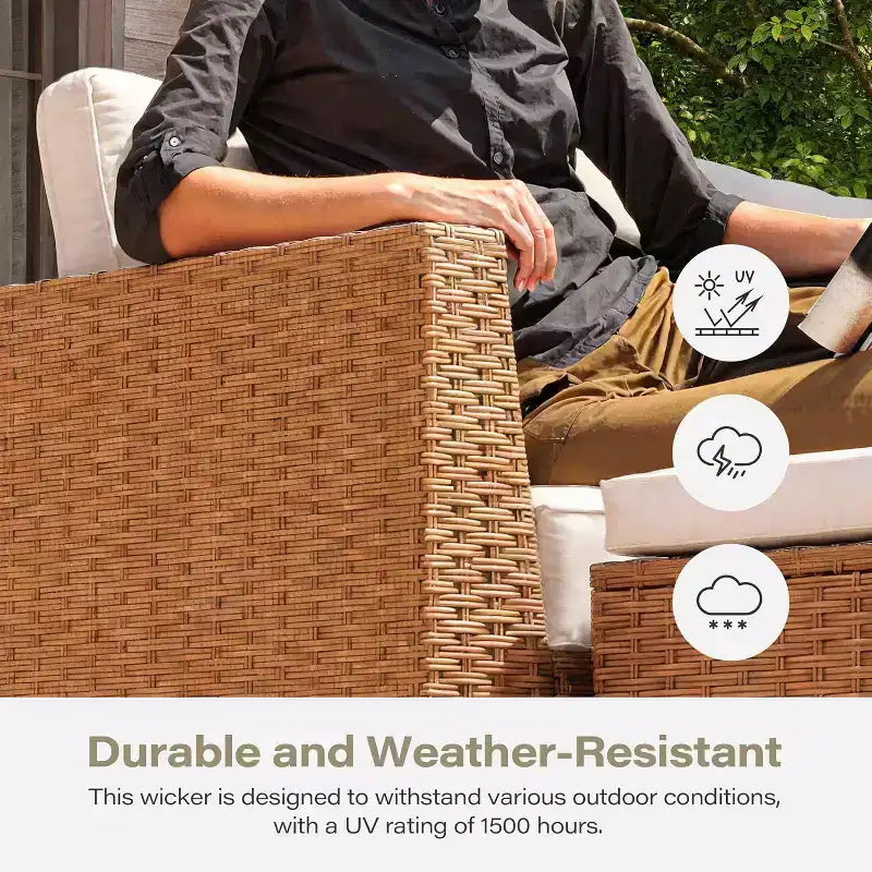 LAUSAINT HOME 7 Pieces Outdoor Patio Furniture Set, Sectional Conversation Sofa with Adjustable Backrests & Storage Ottoman, Beige
