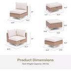 LAUSAINT HOME 7 Pieces Outdoor Patio Furniture Set, Sectional Conversation Sofa with Adjustable Backrests & Storage Ottoman, Beige