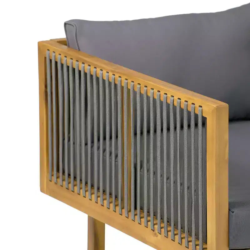 Christopher Knight Home Batrice Modern 2 Piece Patio Acacia Wood Rope Sofa with Coffee Table Set